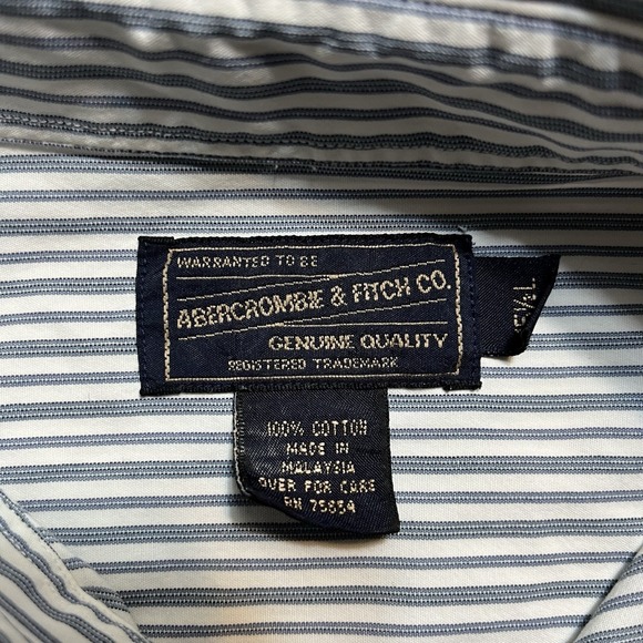 Abercrombie & Fitch Men's Striped Button-Down Dress Shirt 100% Cotton, Size L - Picture 2 of 7